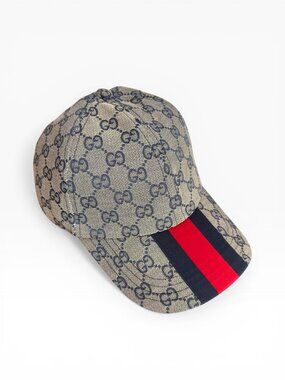 Gucci GG Canvas Baseball Hat With Web - Blue